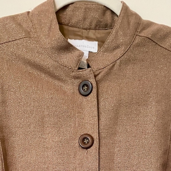 Charter Club Cropped Blazer - Champagne Gold Metallic - Size 10 - Picture 2 of 10